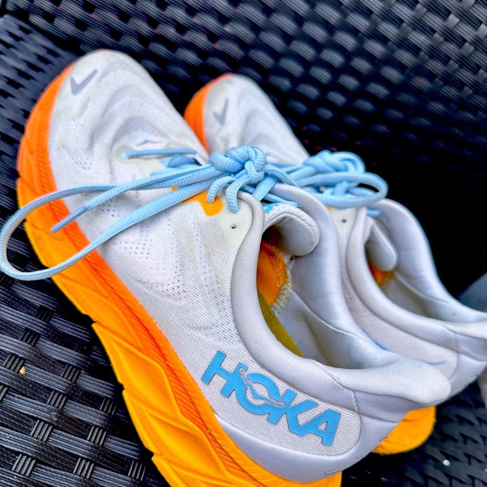 Hoka Anaki 6 White and Orange Running Shoes